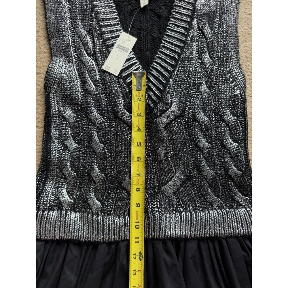 Anthropologie Pilcro Mixed Media Sweater Vest Midi Dress Silver Black Metallic M - Picture 8 of 10